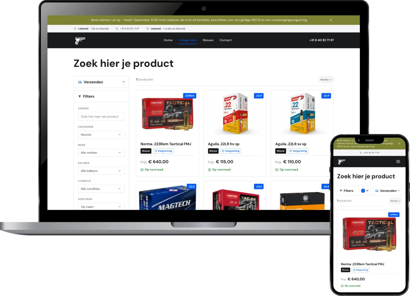 The Eeland WM website on a MacBook and an iPhone